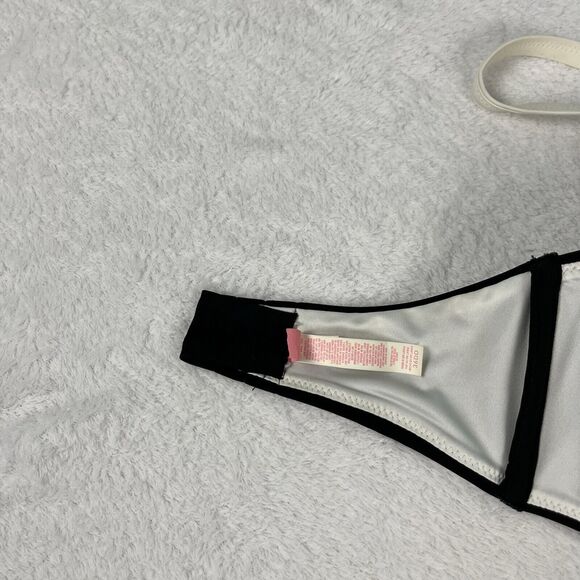 Victoria Secret Swim Bikini Top 36DD Fabulous Black White Colorblock Vintage - Picture 5 of 7